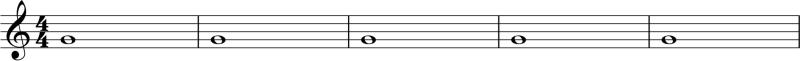 Whole notes on G, open third string on guitar