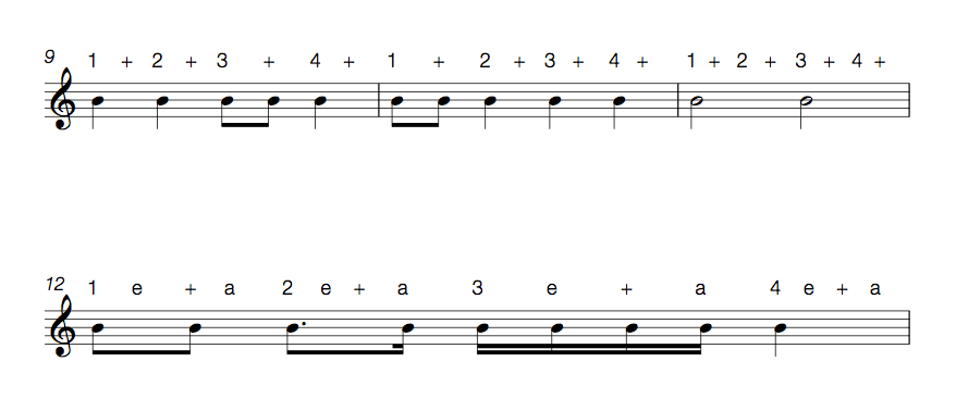 Subdividing rhythms